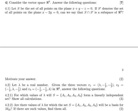 Consider The Vector Space R Answer The Following Chegg