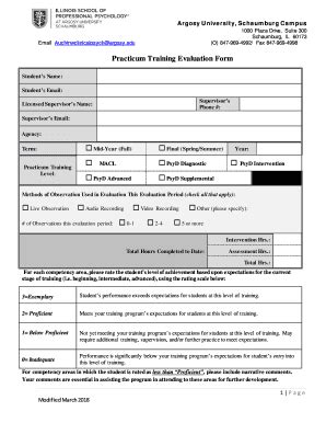 Fillable Online Practicum Training Evaluation Form Fax Email Print