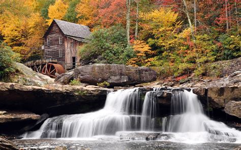 Autumn Forest And Waterfall wallpaper | nature and landscape ...