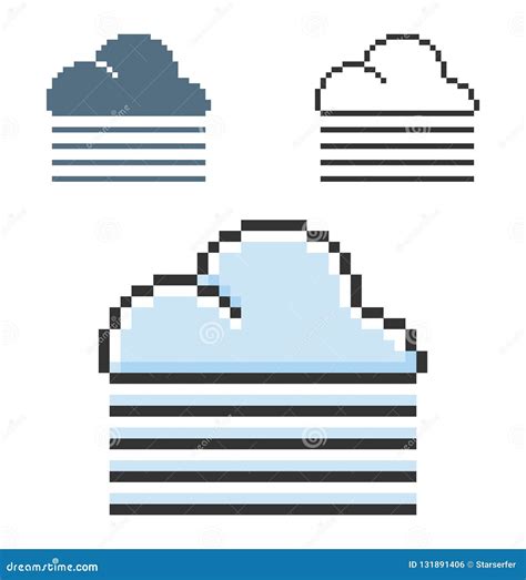 Pixel Icon Of Foggy Weather In Three Variants Stock Vector