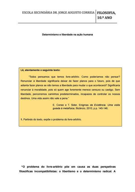 Filosofia 10 O problema do livre arbítrio by Ana Cristina Matias Issuu