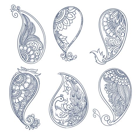 Hand Draw Decorative Paisley Set 1311379 Vector Art At Vecteezy