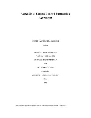 Fillable Online Appendix 1 Sample Limited Partnership Agreement Fax