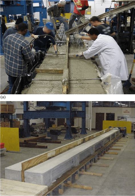 A Casting Of Concrete Into The Formwork And B Concrete Beams After Download Scientific