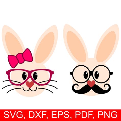 Easter Miss And Mr Hipster Bunny SVG Files For Cricut And Silhouette A