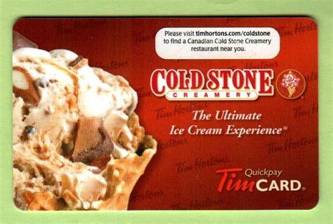 Tim Hortons Canada Cold Stone Creamery Eng Gift Card