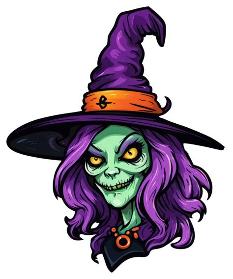 Creepy Witch Halloween Sticker Design 27249790 PNG