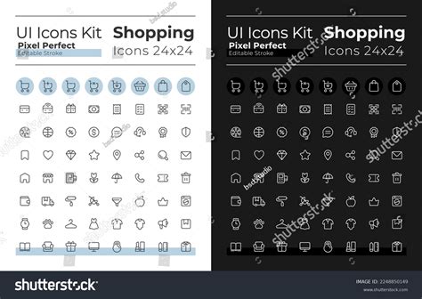 Shopping Pixel Perfect Linear Ui Icons Set For Royalty Free Stock