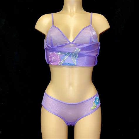 Vtg Victoria Secret Babydoll Chemise Cami Set Pant Gem