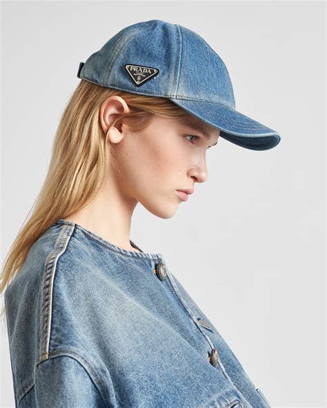 Light Blue Denim Baseball Cap Prada