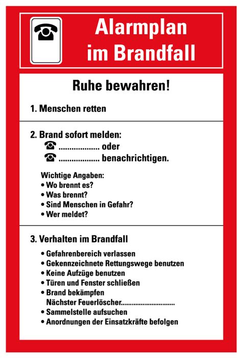 Mbs Trading Ohg Aufkleber Hinweis Sicherheitsaushang Alarmplan Im