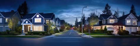 Premium Photo Urban Or Suburban Neighborhood At Night Houses With