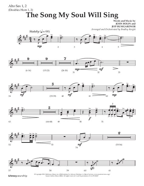 The Song My Soul Will Sing Choral Anthem Satb Alto Sax Sheet Music