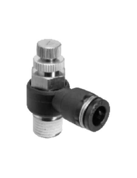 Regulador caudal neumático orientable M5 tubo 4 ADAJUSA