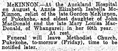 Annie Elizabeth Isabella Macdonald Mckinnon 1876 1926 Homenaje De