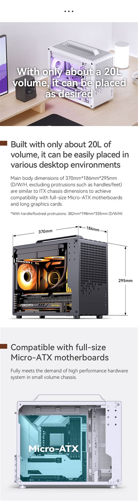 Jonsplus Z White Micro Atx Computer Case With Detachable Carrying