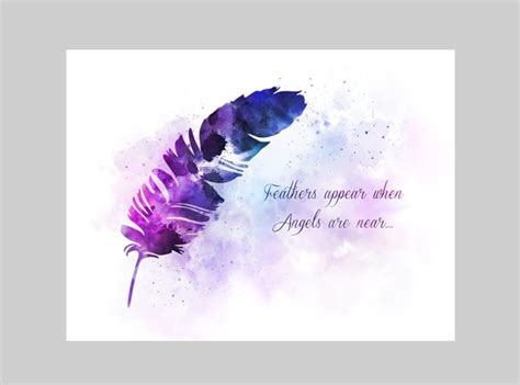 Feather Angel Quote Art Print Spiritual Inspirational Gift Wall Art