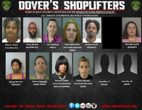 Weekly Shoplifting Arrests 8 14 8 21 City Of Dover Police Department