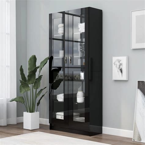 Armoire De Bureau Armoire Vitrine Noir Brillant X X Cm