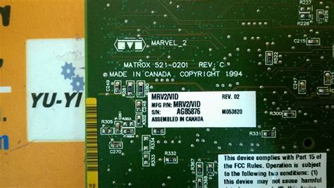 MATROX MARVEL 2 521 0201 REV C PCI FRAME GRABBER CARD PLC DCS SERVO