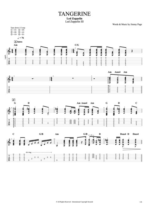 Tangerine by Led Zeppelin - Full Score Guitar Pro Tab | mySongBook.com