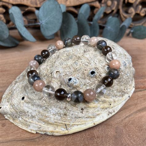 Armband Zonnesteen Rookkwarts Bergkristal En Vulkaniet The Spirit Beads