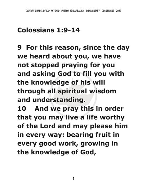 Calvary Chapel Of San Antonio Colossians 19 14 Page 1 Created