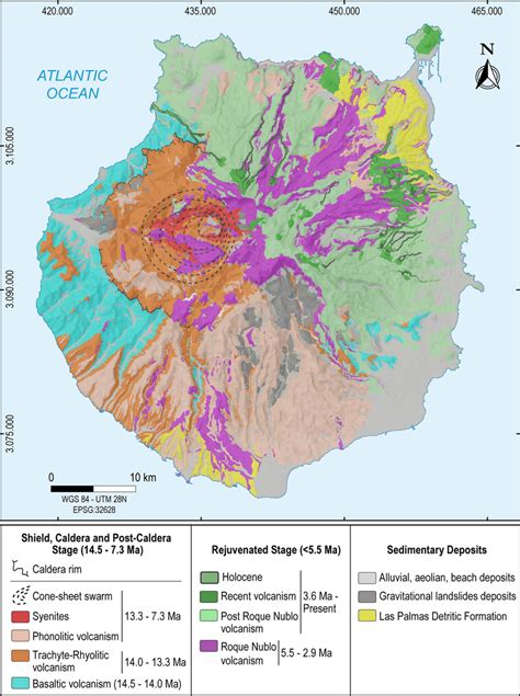 Simplified geological map showing the main volcanic features of Gran ...