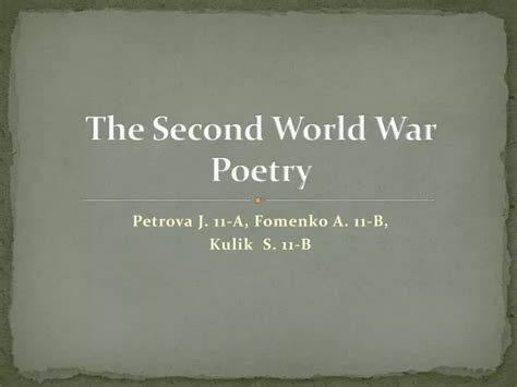 Ppt The Second World War Poetry Powerpoint Presentation Free