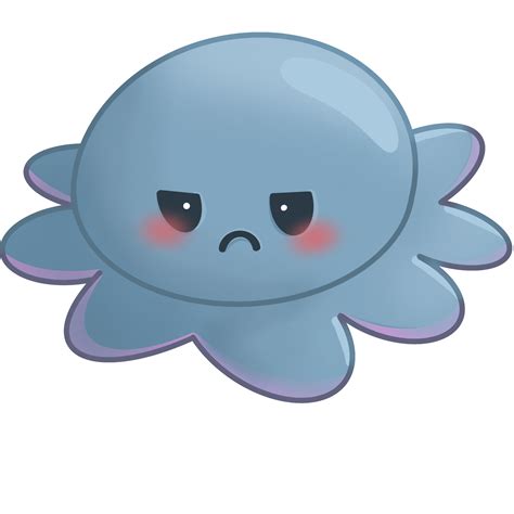 Cute angry blue squid with red cheek 33026816 PNG