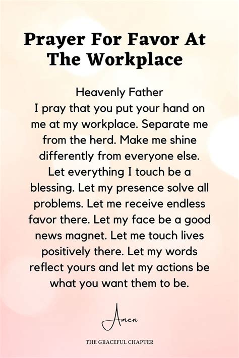 Prayer For Favor At The Workplace Good Prayers Prayer For Work