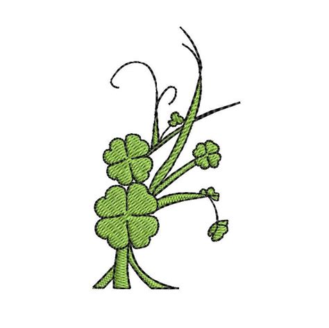 Four Leaf Clover Embroidery Design Clover Leaf Flowers Embroidery