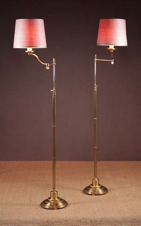 Antiques Atlas Pair 20th C Brass Floor Standing Reading Lamps