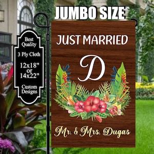 Just Married Sign Just Married Yard Banner Garden Flag Yard Art