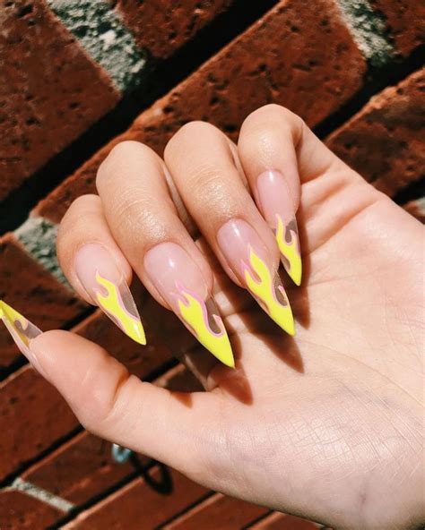 Trendy Nail Art Neon Flame Tips Neonnails Flame Nail Art Flame Nail Matte Nails Glitter