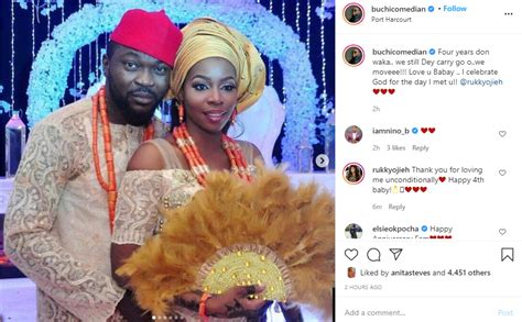 Comedian Buchi and wife, Rukky celebrate 4th wedding anniversary