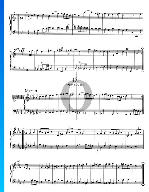 Menuet C Minor BWV Anh 121 Johann Sebastian Bach Piano Sheet Music