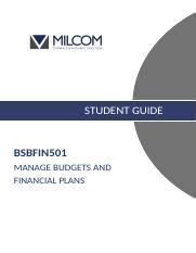 BSBFIN501 Student Guide 10 03 21 Docx STUDENT GUIDE BSBFIN501 MANAGE