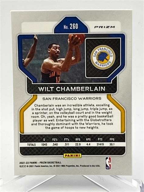 2021 22 Panini Prizm Basketball Card 260 Silver Wilt Chamberlain SF