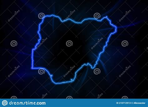 Mapa Brillante De Nigeria Mapa De Esquema Azul Moderno Stock De