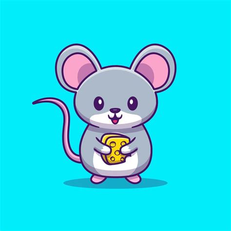 Ratón Lindo Con Ilustración De Icono De Vector De Dibujos Animados De