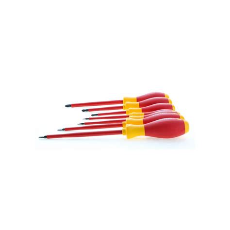 Wiha Screwdriver Set 7 Pc Insulated Slotted Phillips Square