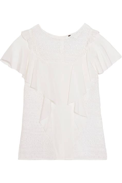 Marissa Webb Martina Silk Paneled Lace Blouse Modesens Lace Blouse