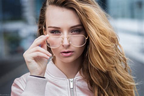 Wallpaper Blonde Face Depth Of Field Women With Glasses Sweater