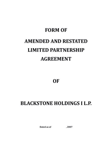 Blackrock Partnership Form Of Amended And Restated Limited