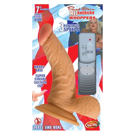 All American Whopper Vibrating 7 Inches Dildo Balls Beige