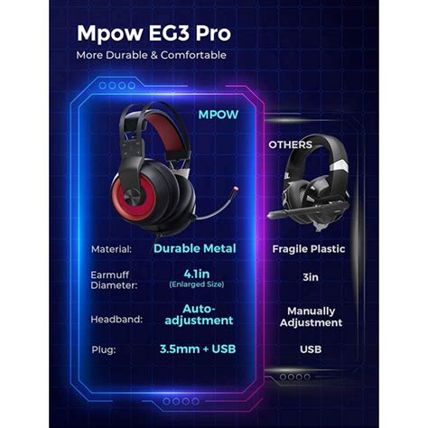 Mpow Eg Pro Gaming Headset D Bass Surround Sound For Ps Ps Xbox