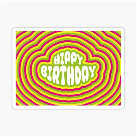 Psychedelic Hippy Happy Birthday Card Landscape Sticker For Sale