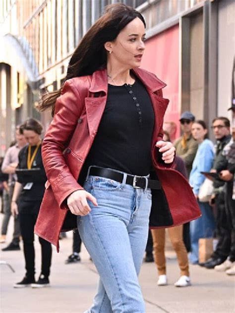 Dakota Johnson Madame Web Red Leather Jacket The California Outfits