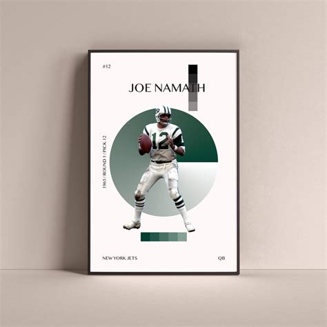 Joe Namath Poster New York Jets Art Print Minimalist Football Wall